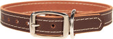 Dog Collar Accent Stitched, Medium, Large, XL, 1" Wide Amish Handmade (Extra Large - (22" - 26.5", Brown/Wheat Stitch)