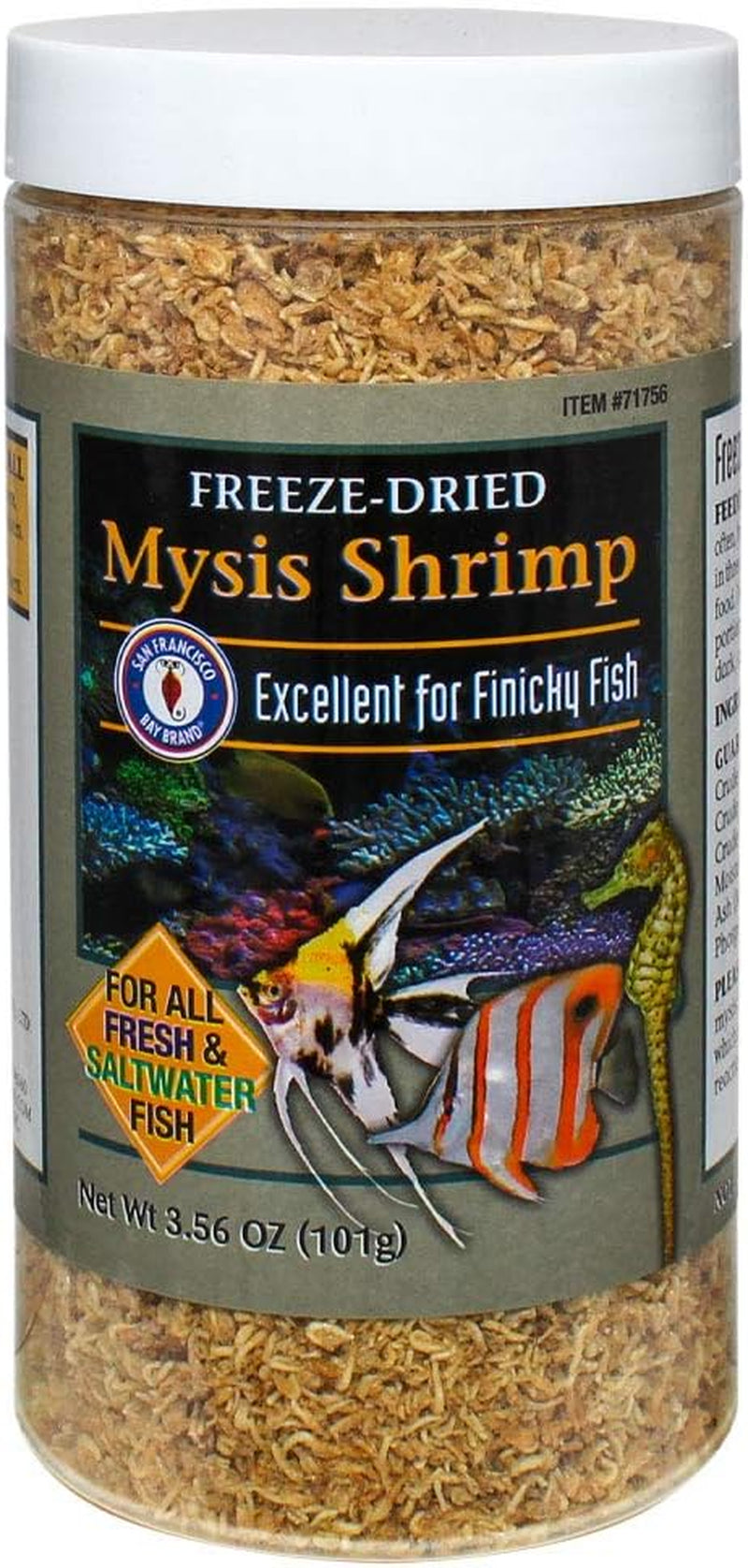 Freeze-Dried Mysis Shrimp - Premium Fish Food, Tetra Fish Food, Tropical Fish Food - Ideal for Freshwater and Saltwater Fish, Cichlids, Angels, Seahorses - 3.56 Oz (101G)