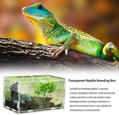 Reptile Breeding Box, Climbing Pet Breeding Box Transparent Reptile Breeding Box Acrylic Feeding Box 360 Degree High Transparent Magnetic Pet Climbing Terrarium