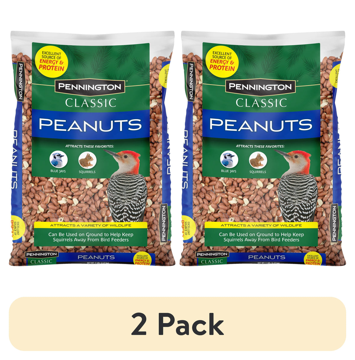(2 Pack)  Shelled Peanuts Wildlife and Wild Bird Food, 5 Lb. Bag, 1 Pack, Dry