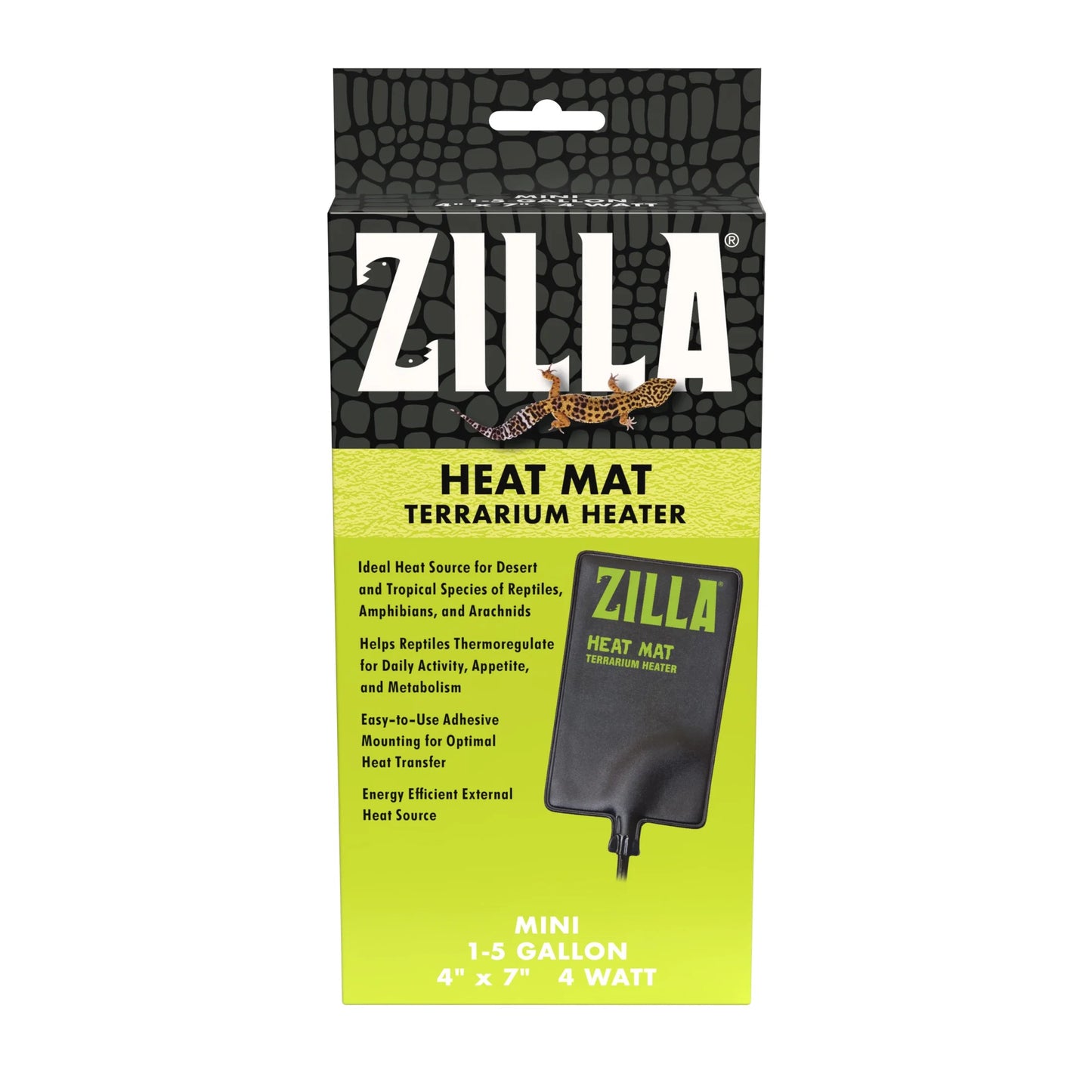 Terrarium Heat Mat for Reptiles, Black, Mini, 1-5 Gallon, 4 Watt