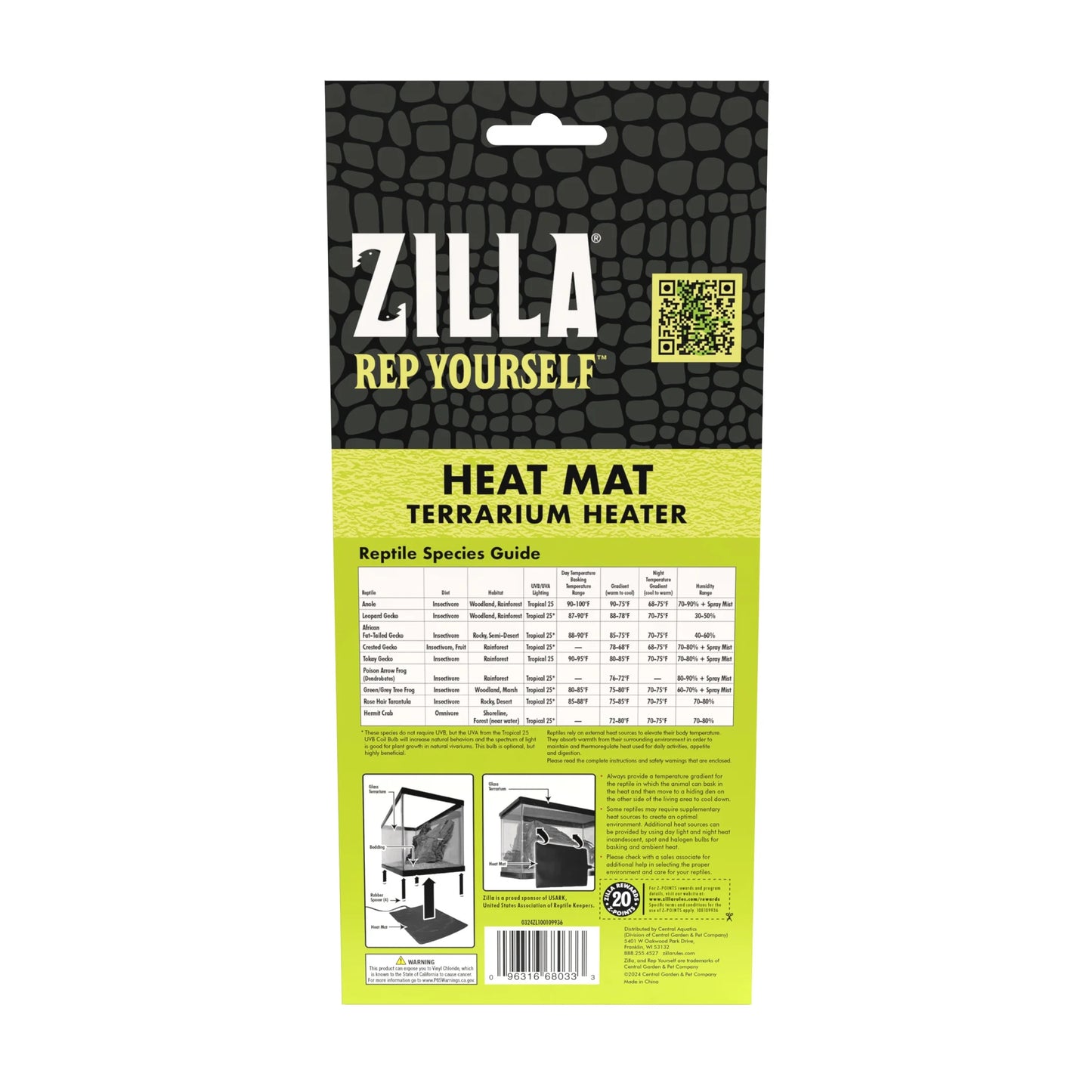 Terrarium Heat Mat for Reptiles, Black, Mini, 1-5 Gallon, 4 Watt